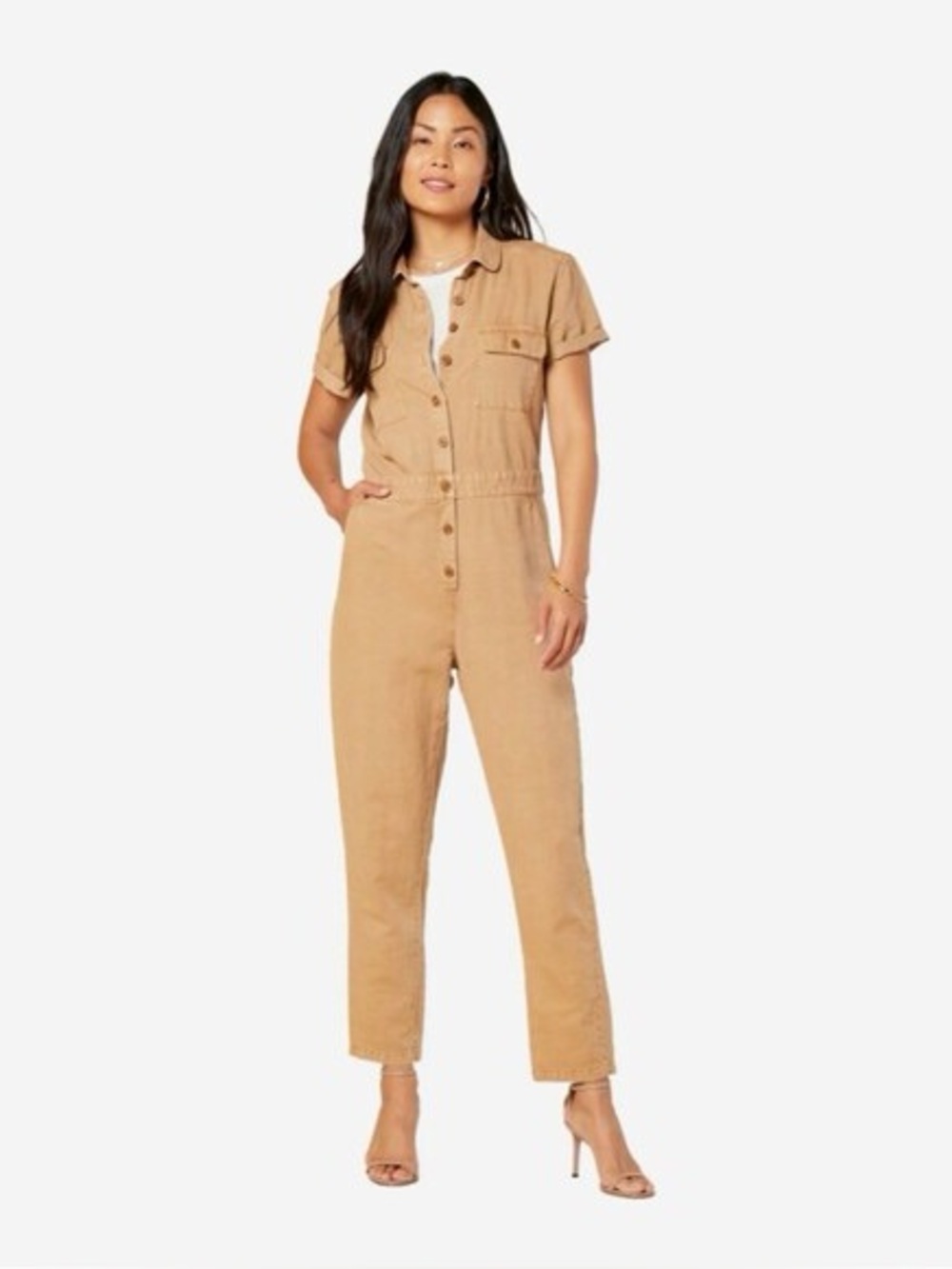 Outerknown S.E.A. Suit Sand Brown Organic Cotton Linen‎ Jumpsuit Coveralls XS